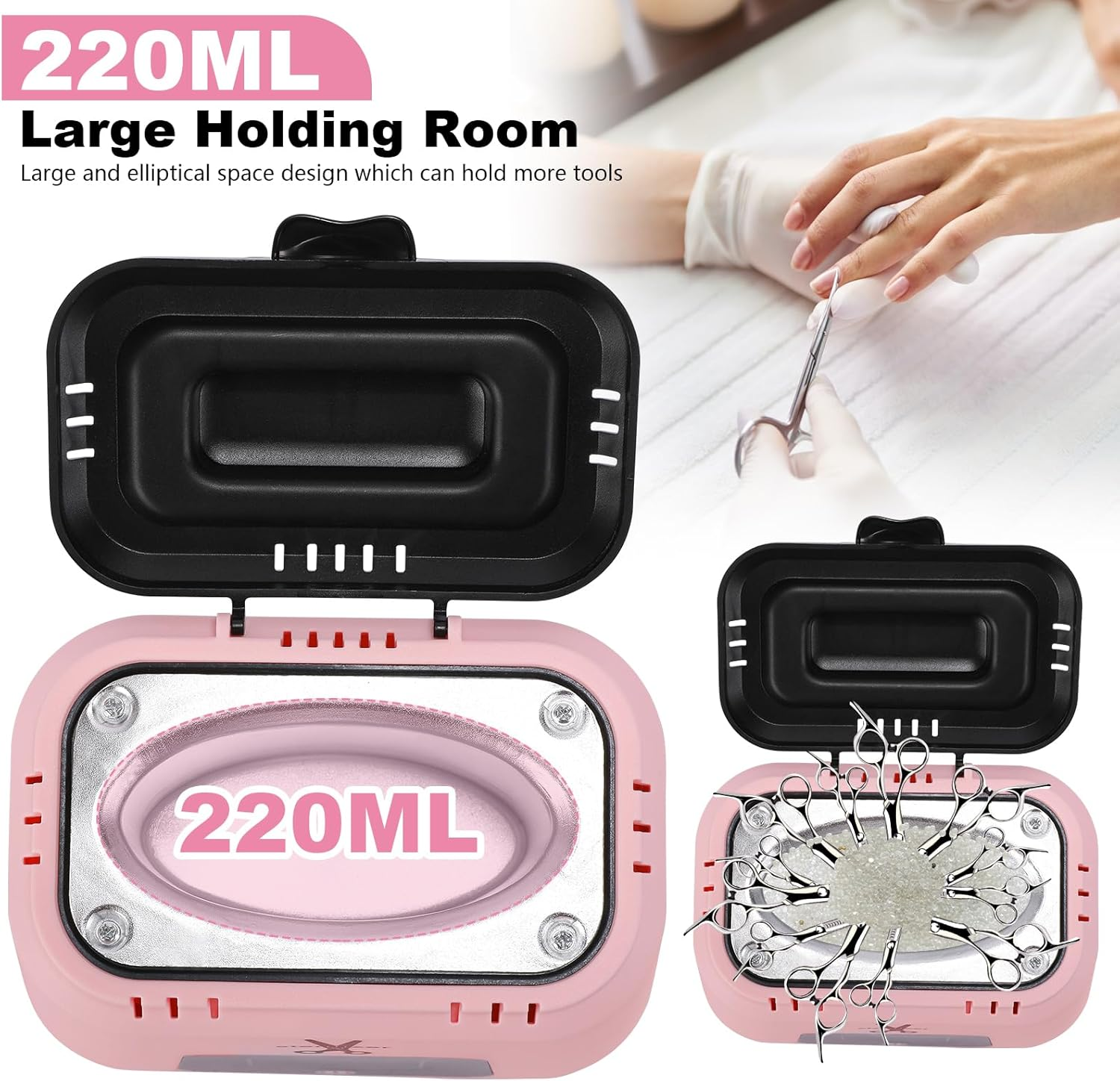 Wbuosz Nail Tool Sterilizer High Temperature 329℉ Sterilizer for Nail Tools Portable with Glass Beads for Metal Tools Salon & Esthetician Supplies image number 2