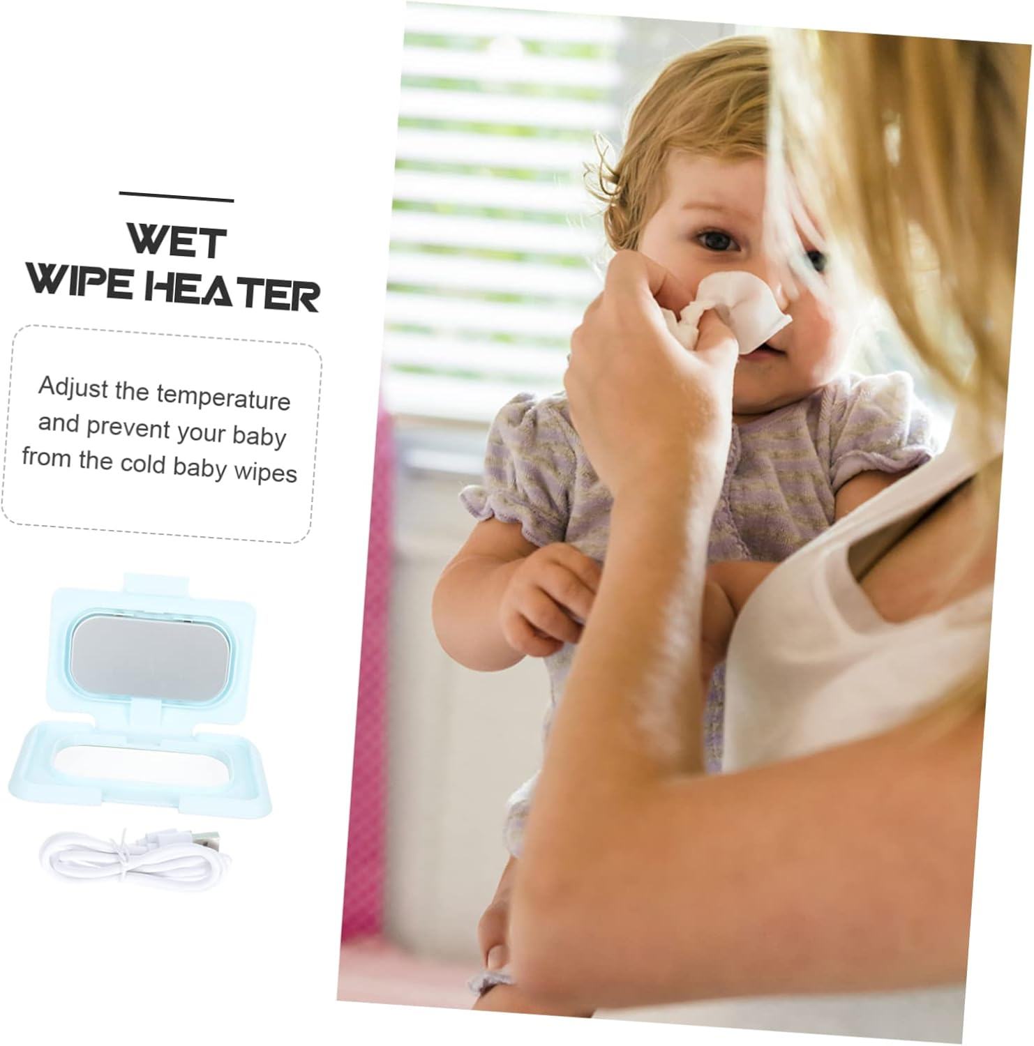 Ibasenice Baby Wipes Warmer Portable Device USB Cable, Pink Soft-Warm Wet Tissue Heater for Infant Care, Temperature Controlled Warmer for Travel and Car Use image number 3