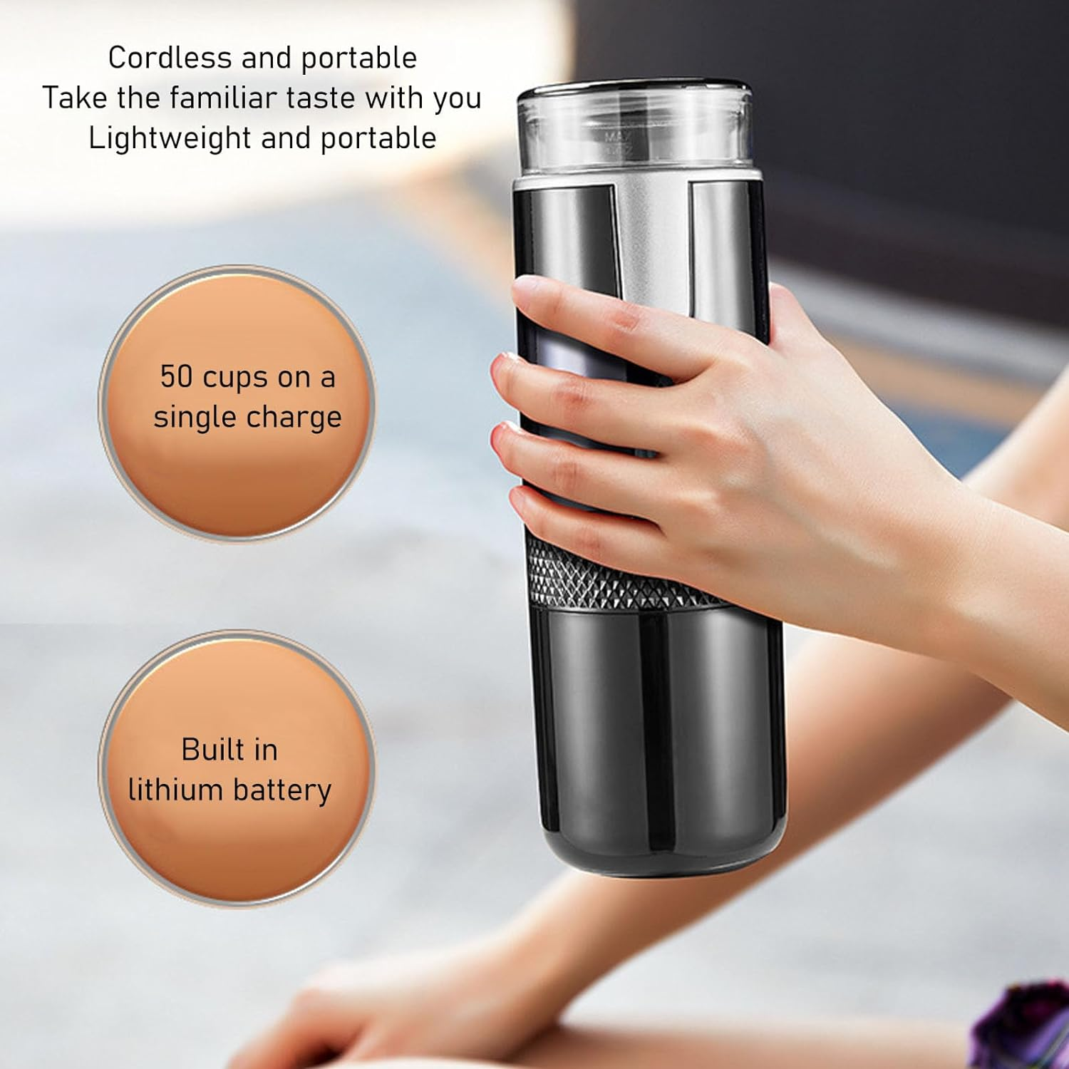 Portable Espresso Machine, Electric Mini Coffeemaker Machine, Compatible Coffee Capsules and Ground Coffee, Rechargeable Handheld Coffee Maker Machine for Car Travel Camping image number 1