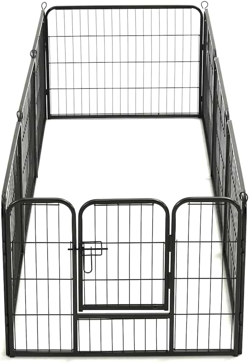 Dog Playpen 8 Panels Steel 80X60 Cm Black Pet Exercise Pen Indoor Outdoor image number 3