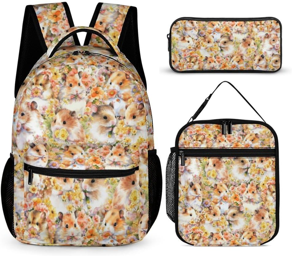 Hamster Backpack for Kids Girls Boys School, 16 Inches Hamster Bookbag, Hamster Backpack for School