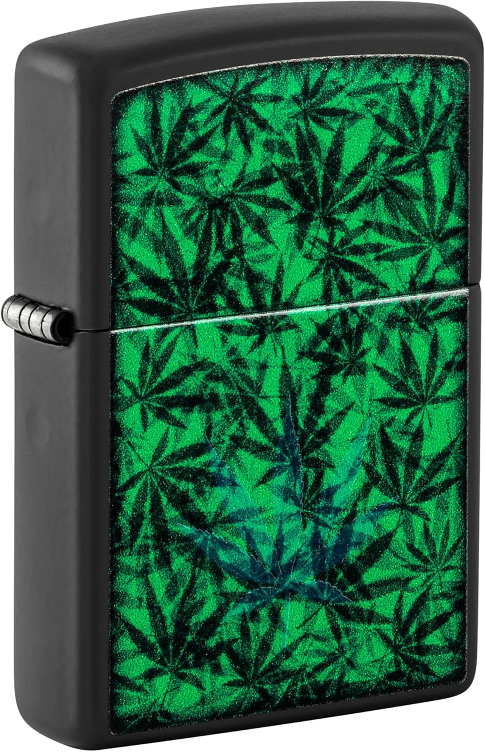 Zippo Cannabis Black Light Windproof Lighter, Black Matte