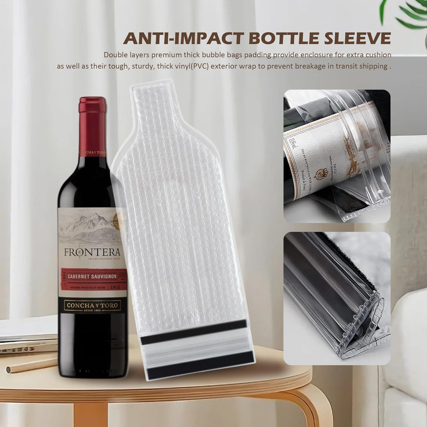 6 Pack Reusable Wine Bottle Travel Bags &ndash; Leakproof Triple-Protection Sleeves for Airplane, Car, and Luggage Use image number 1