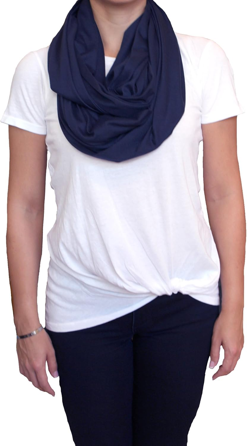 (2Pk Grey/Navy) - 2Pk LK Baby Infinity Nursing Scarf Breastfeeding Cover Ultra Soft (Grey/Navy)