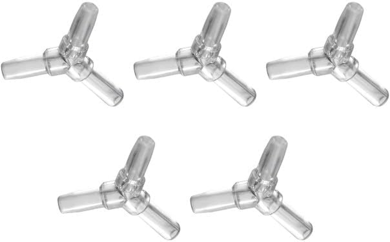 3-Way Control Lever Valve Distributor Splitter for Aquarium, 5Pcs Transparent, Tubing Connector Hose Fittings for Pumps and Filters image number 2