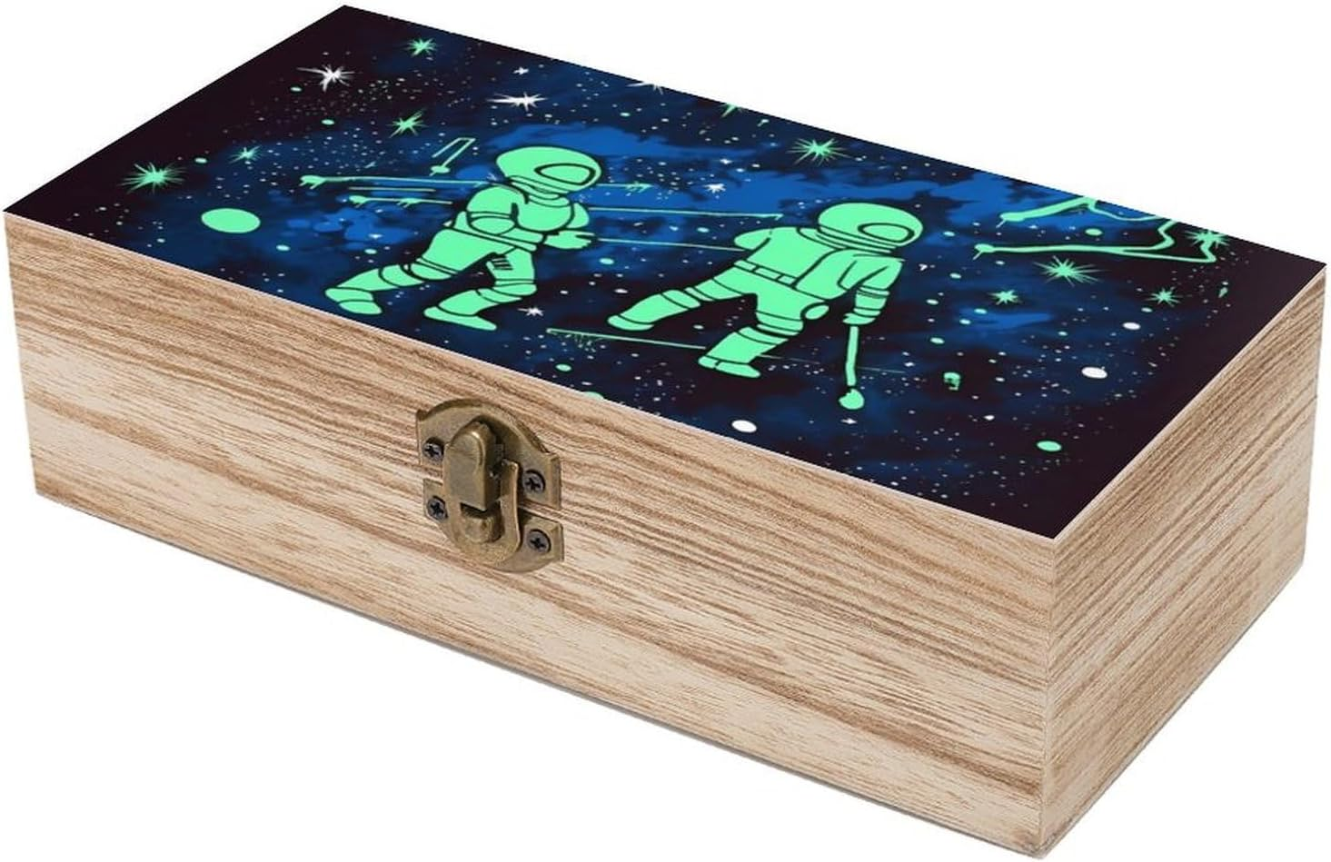 Glow in the Dark Wooden Box Wood Wedding Keepsake Boxes with Lids Small Decorative Boxes Lightweight Wooden Memory Storage Box for Crafts Keepsakes Jewelry Photo Letter Storage image number 1