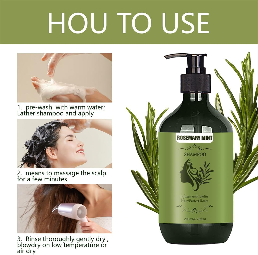 Rosemary Hair Growth Shampoo: Thickening and Regrowth Formula for Men & Women - Rosemary Mint Strengthening Shampoo, for Thinning Hair and Hair Loss, Cleanses and Helps Strengthen Weak and Brittle Hair image number 4