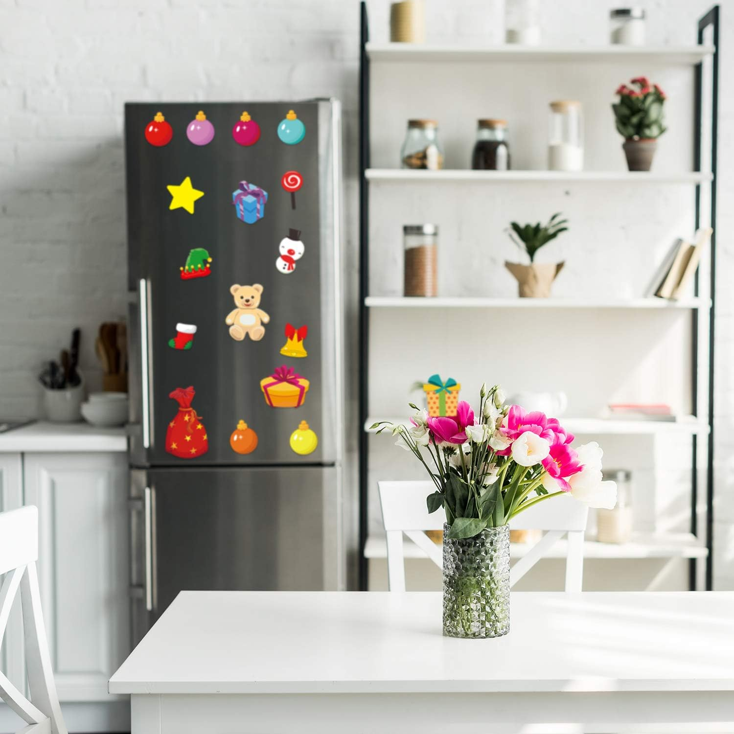 Christmas Party Decoration, Animated Christmas Fridge Magnet Set, Magnet Refrigerator Stickers Holiday Christmas Decorations for Fridge, Metal Door, Garage, Office (Christmas Tree Magnet, 21 Pieces) image number 1