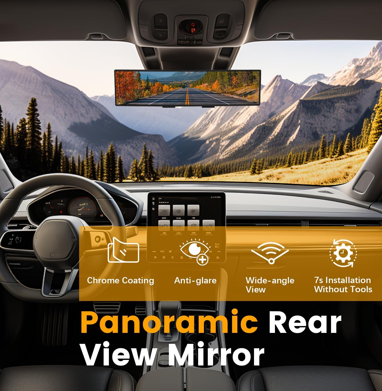 Hmmtyrack Rear View Mirror, Universal 11.81 Inch Panoramic Convex Rearview Mirror image number 6