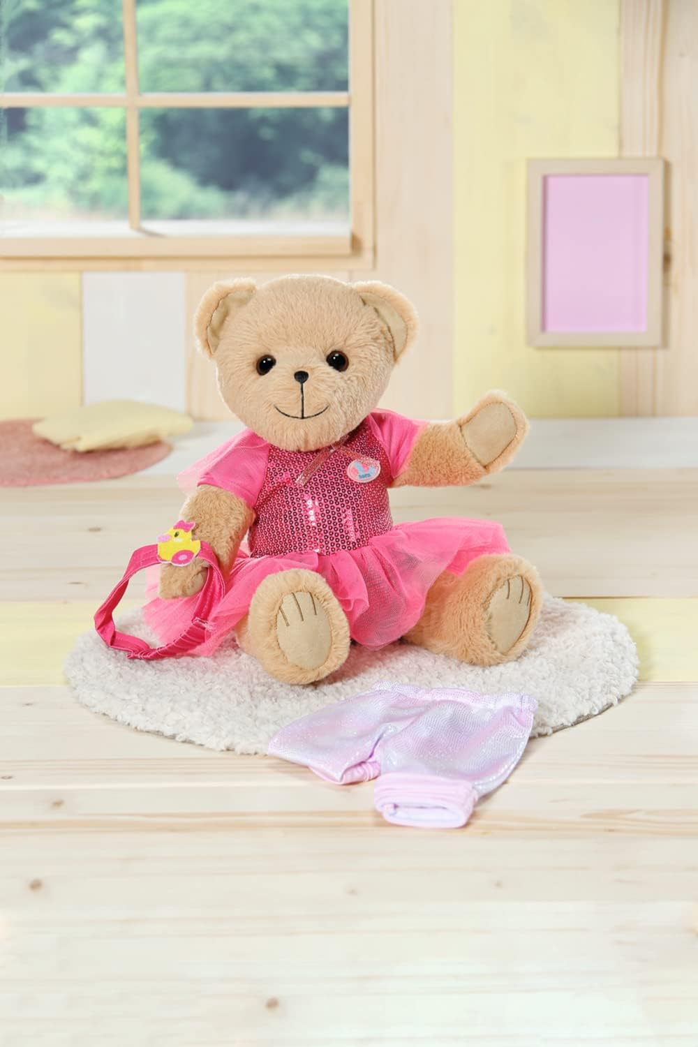 Baby Born Zapf Creation 834176 Deluxe Ballerina Doll Accessories Doll Clothes Set Consisting of Glitter Bodysuit, Leggings, Shoes and Headband in Pink