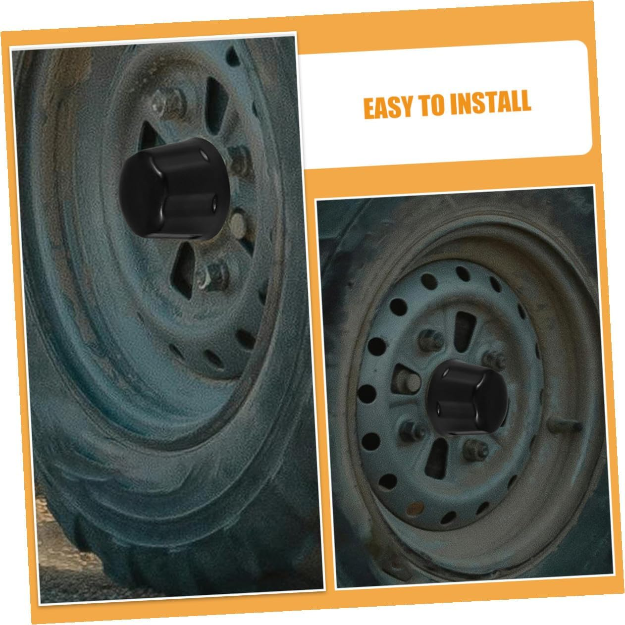 CHICAMPERA 2Pcs Rubber Center Hub Cap Covers for ATV 110-250Cc Wheels, Replacement Tire Rim Caps for Trailers, Golf Carts and Go-Karts, Vehicle Accessory for Wheel Hub Protection image number 2