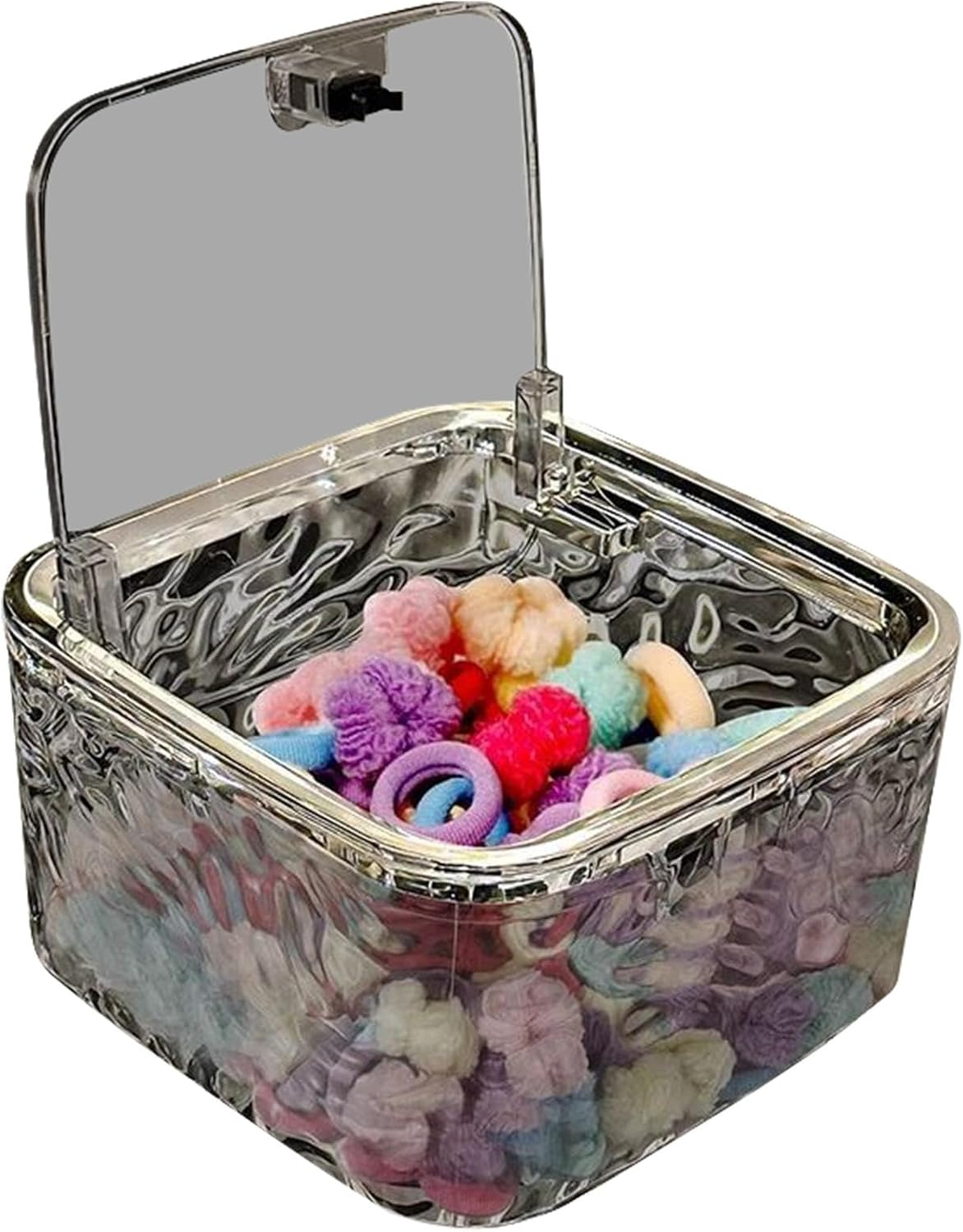Hair Accessories Storage Container - Clear Hair Tie Organizer,Hair Accessories Holder with Lid, Storage Case, Tool Box for Hair Ties Accessory
