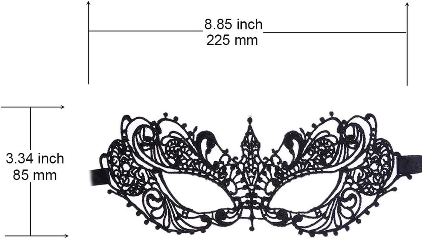 Imapo Masquerade Mask for Women, 2 Pack Mardi Gras Party Lace Masks, Prom Princess Venetian Masks - Black image number 4