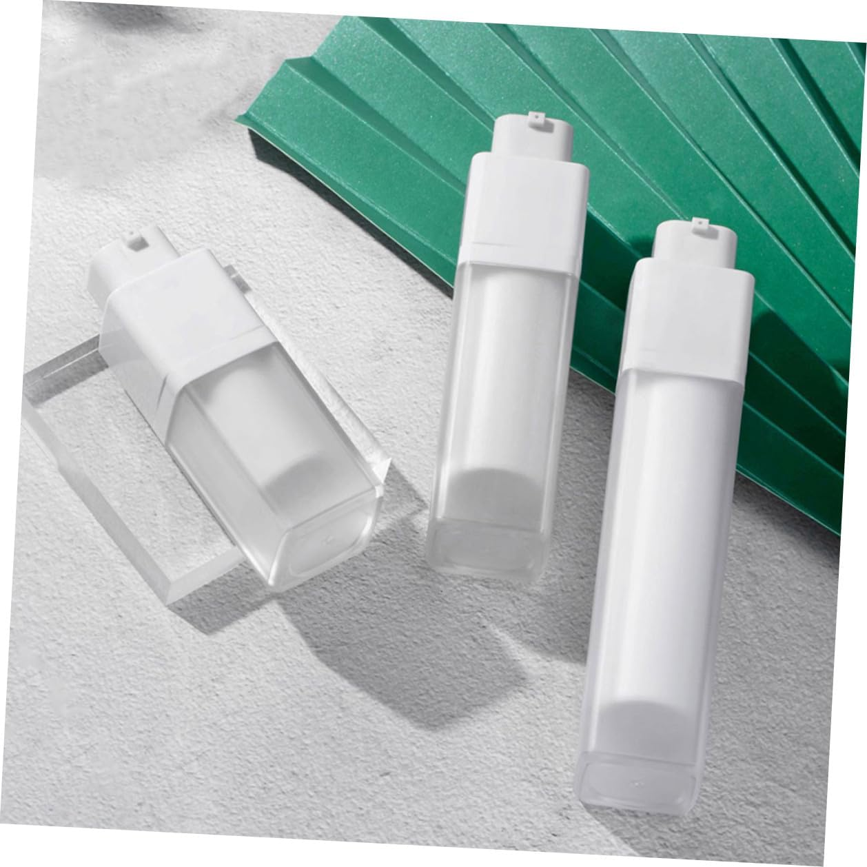 ULTECHNOVO 3Pcs Matte Square Airless Pump Bottles Refillable Lotion Containers for Cosmetics Skincare Travel Lightweight Press Pump Dispensers for Creams and Serums image number 2