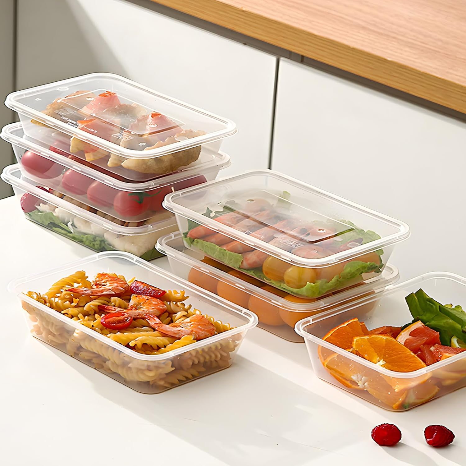 50 SETS 650Ml Takeaway Containers with Lids,Disposable Containers,Meal Preparation Container,50 Food Storage Container with Lid, Reusable Lunch Box, Clear Plastic Foods Lunch Box, Bpa-Free, Bento Box image number 2