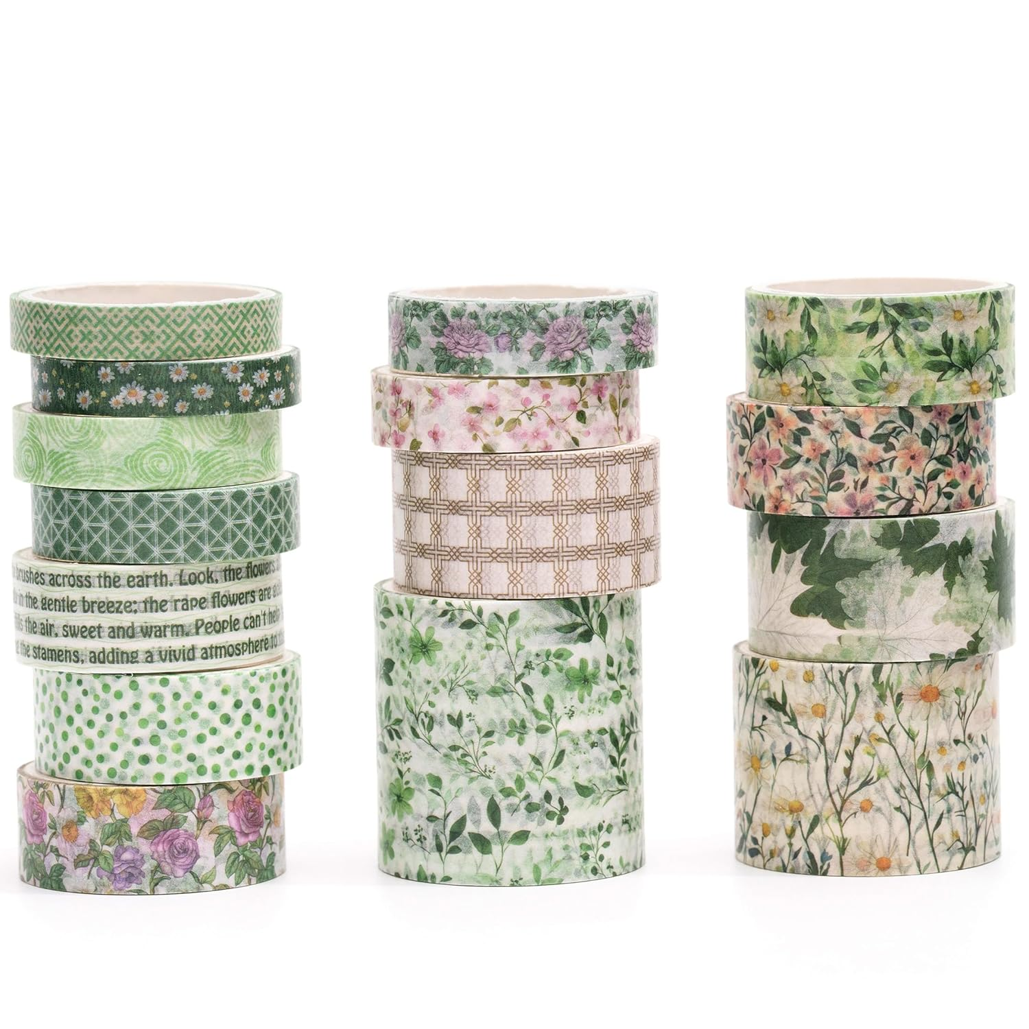Songdao Floral Washi Tape Set - 15 Rolls Blossom Arts Adhesive Tapes Flowers Garden Decorative Masking Tape Sets for Craft, Kids, Scrapbook, DIY, Gift Wrapping (1-Botanical Freshness) image number 6