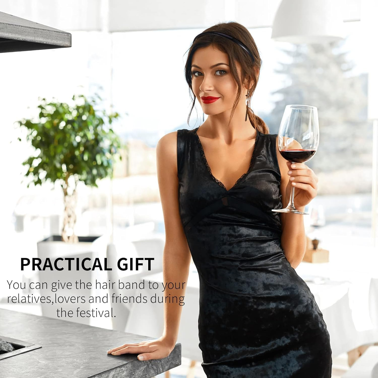 Plastic Headbands with Teeth for Women 6 Pcs, Skinny Multi-Color Hair Bands with Teeth Comb image number 5