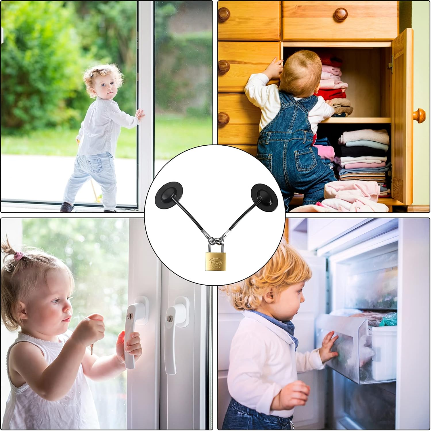 Hotop 4 Pack Fridge Lock Refrigerator Locks with Keys Freezer Lock Cabinet Chest Door Child Safety Lock for Adults Baby Proofing image number 1