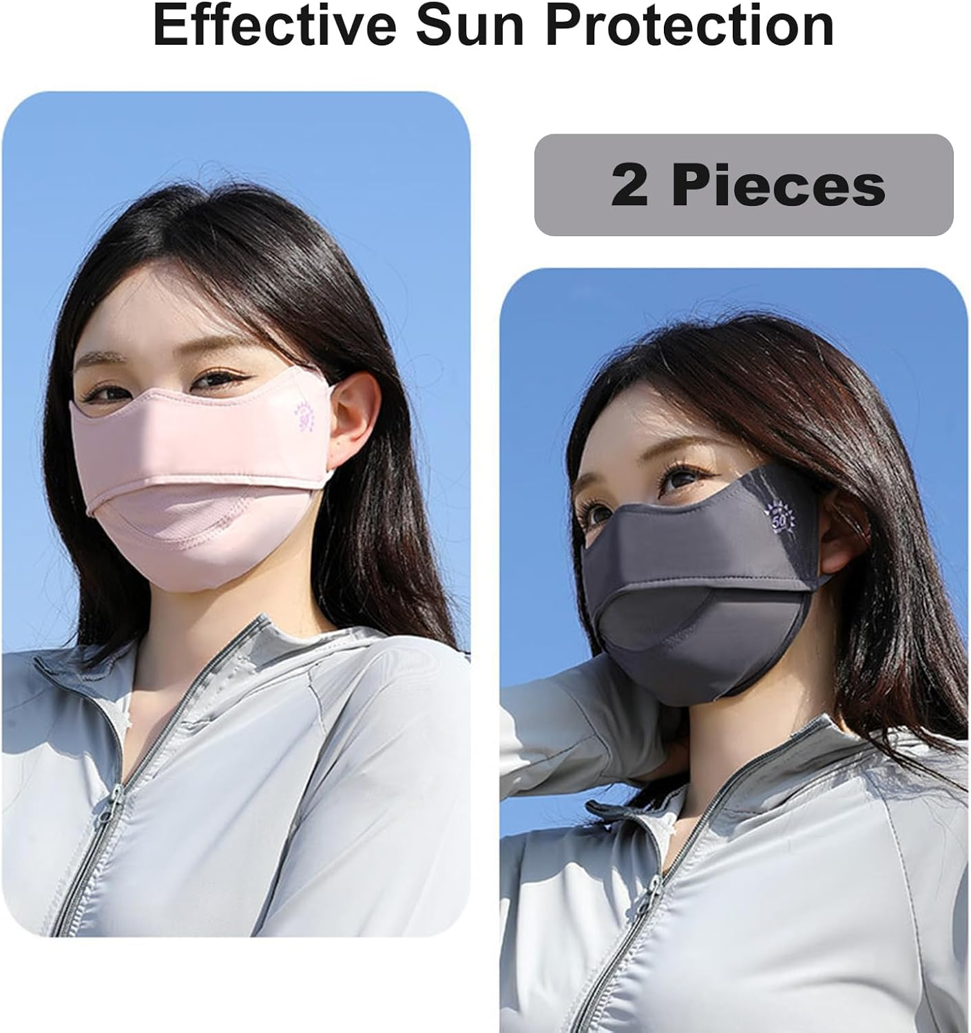 2Pcs UV Face Mask, Sun Masks for Women, Cooling Breathable Face Cover for Outdoors, Washable Reusable image number 1