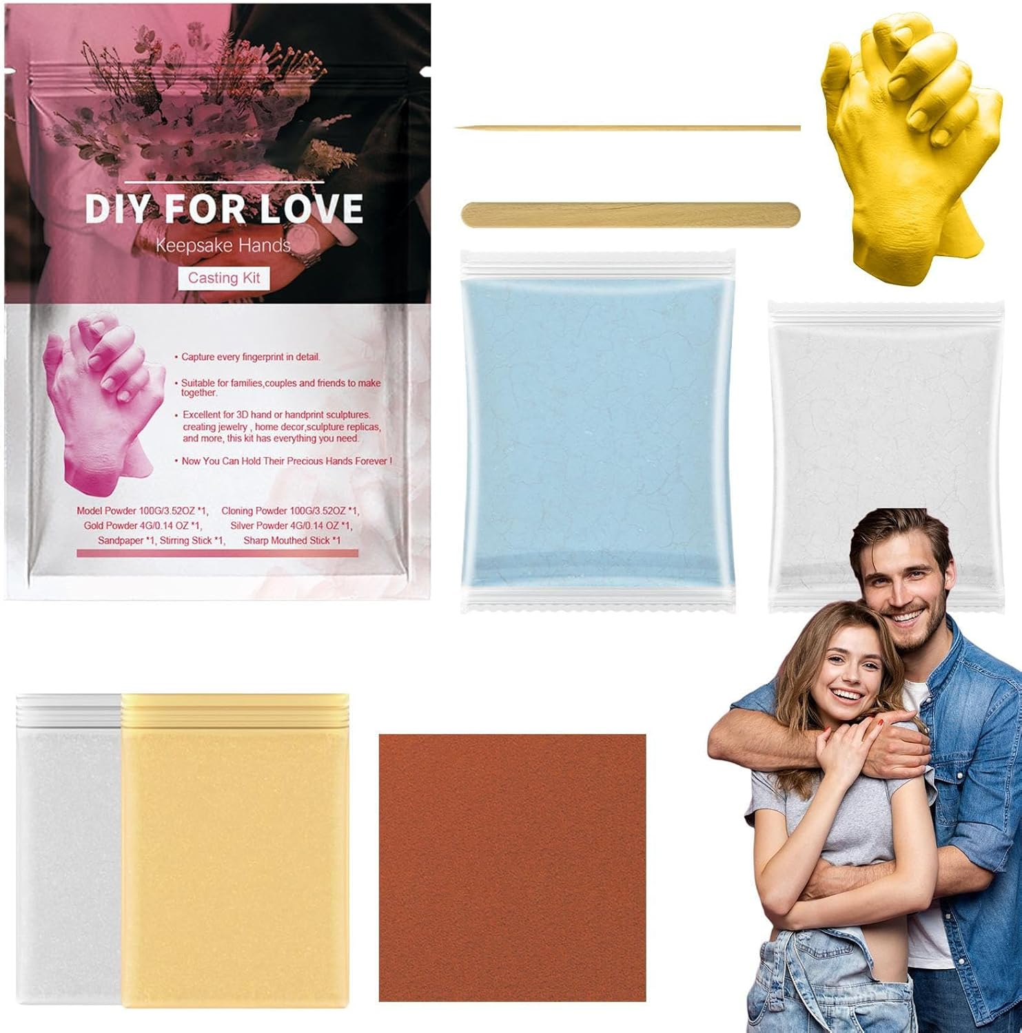 Gwtdtoad Hand Casting Kit,Handmade Plaster Statue Molding Kit | Romantic Couple Activities, Keepsake Sculpture for Handmade Crafting Home Decor Display image number 5