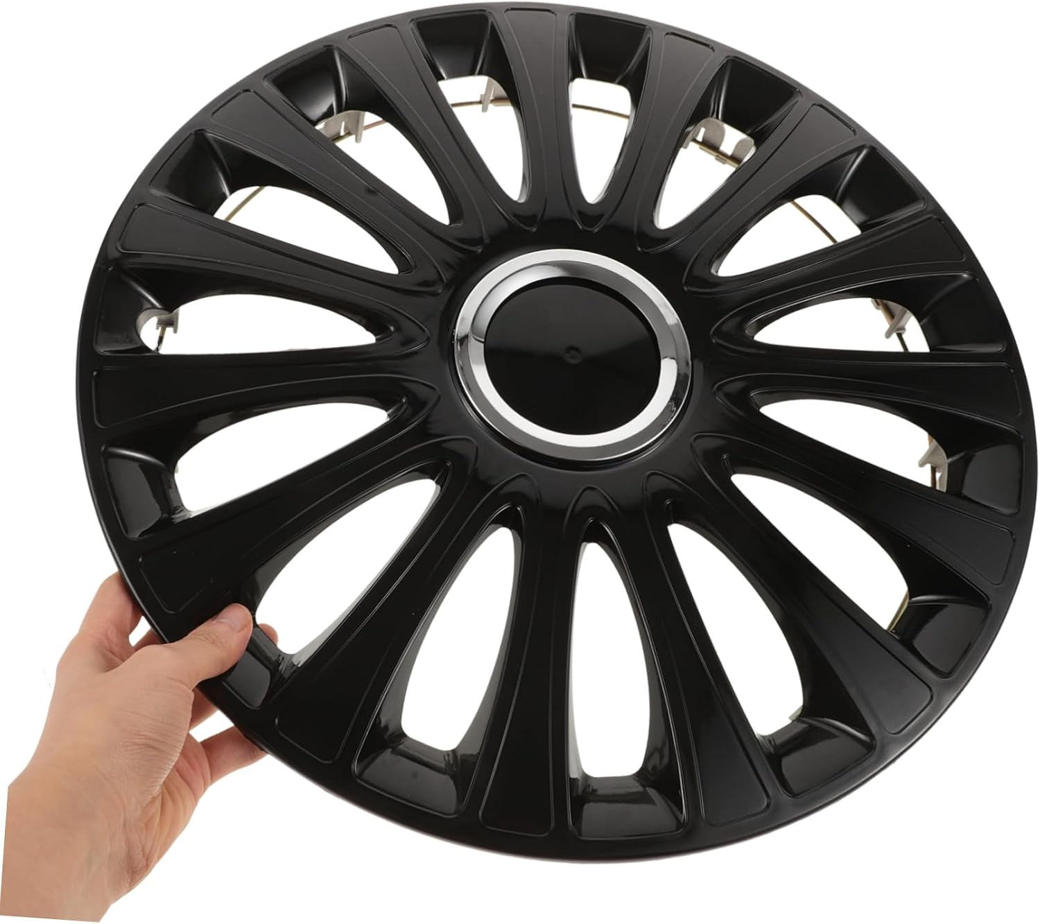 SWOOMEY Universal 14 Inch Wheel Hub Cover Vehicle Hubcap Protective Wheel Cover for Cars and Trucks Full Black Finish Suitable For image number 4