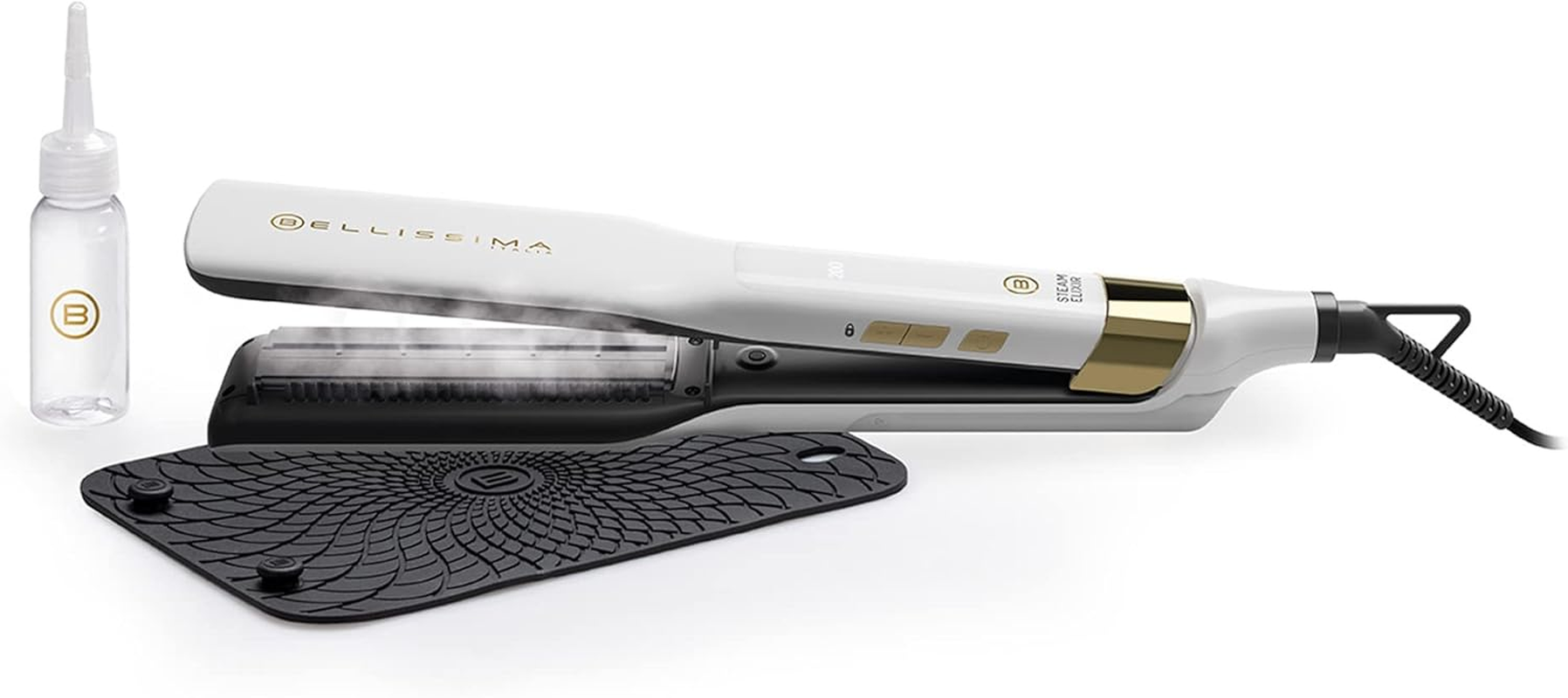 Bellissima Imetec Steam Elixir, Steam Straightener, Smooth Hair in One Paste without Damage, Ceramic Coating and Argan Oil, Quick Heating, 4 Temperature, Heat Resistant Mat image number 3