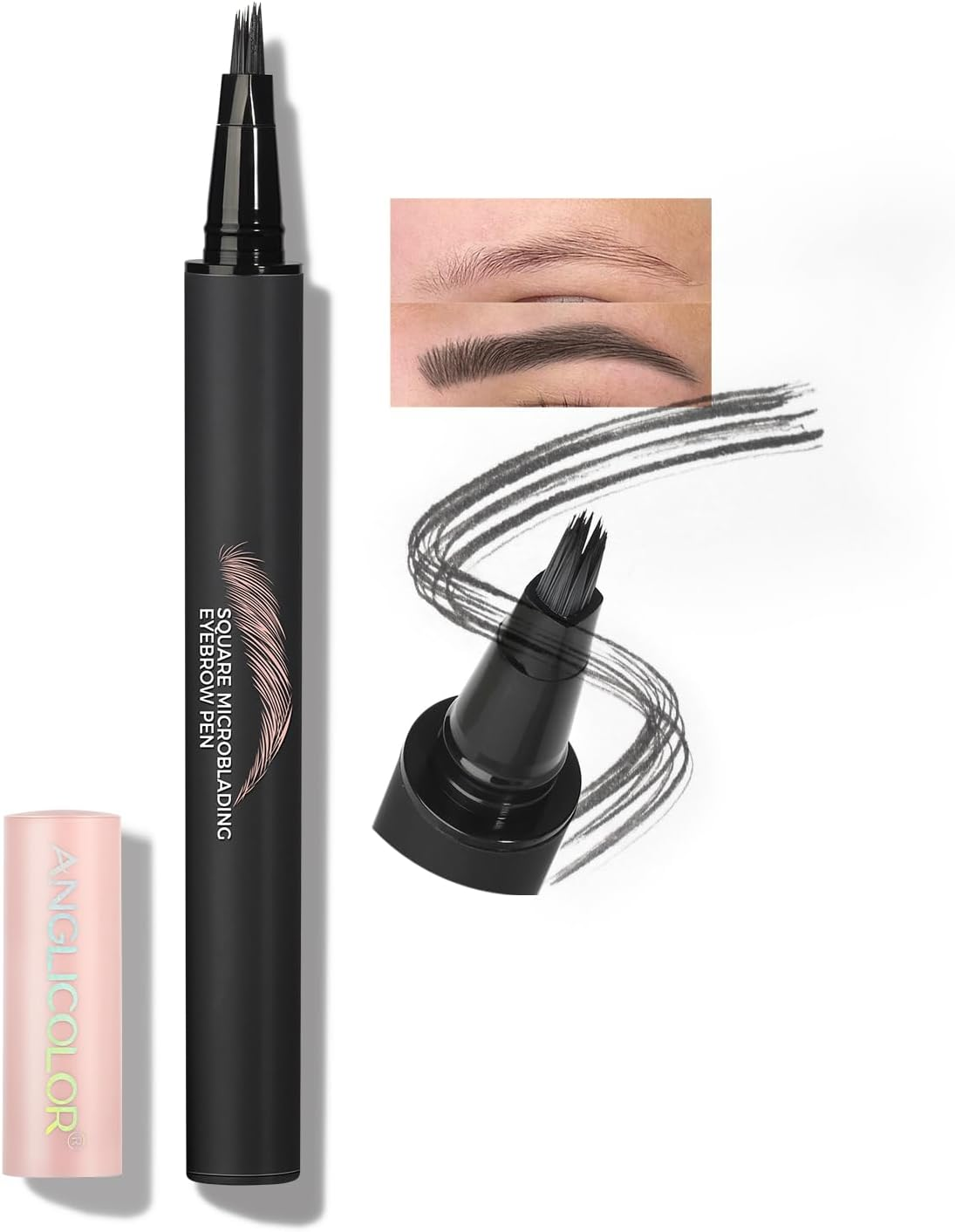 Anglicolor Microblading Eyebrow Pen, Natural Eyebrow Pen, Easy to Color, Long Lasting, Quick Drying for Shaping and Filling Eyebrow Makeup