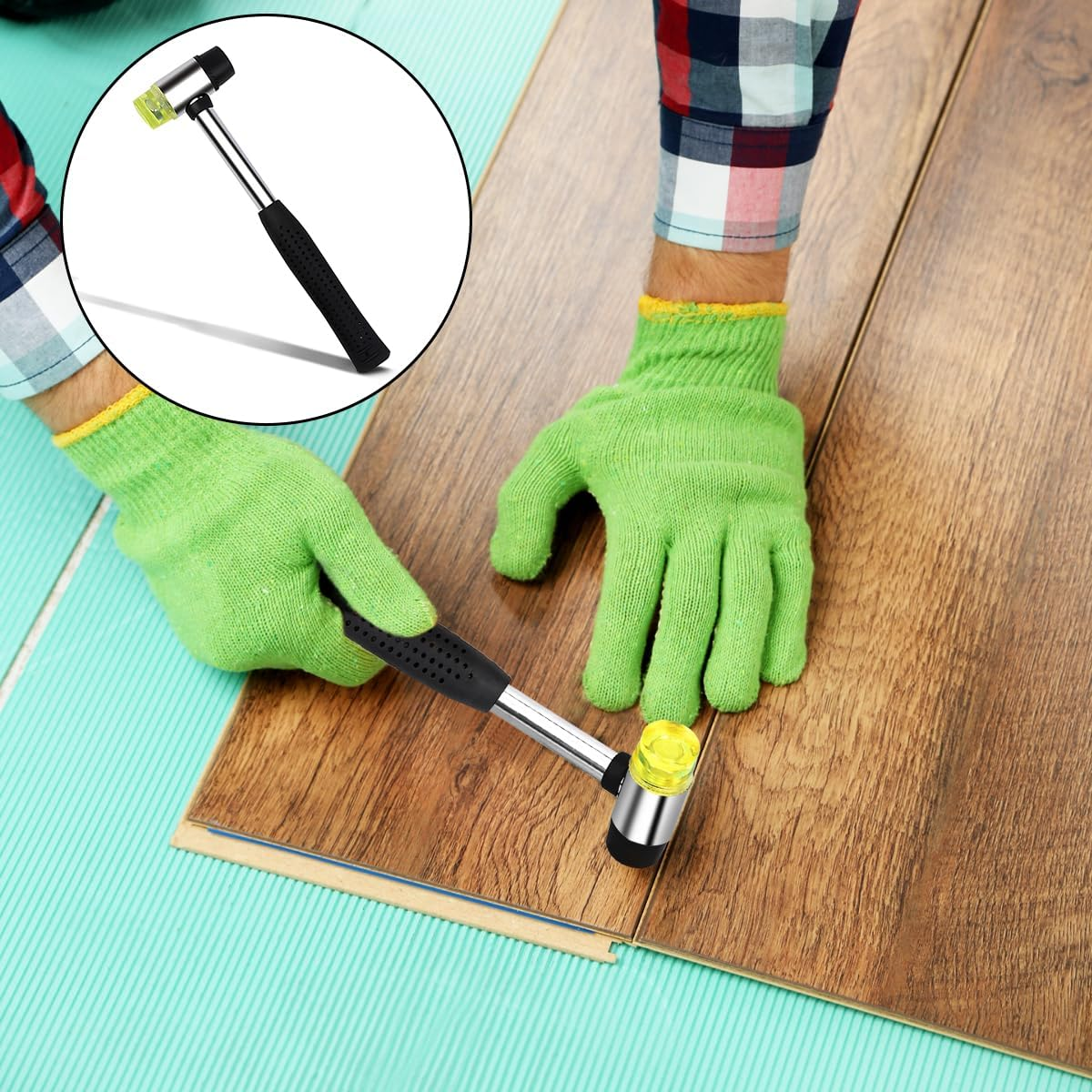 WELANE Rubber Mallet, Double Head Soft Hammer Installation Hand Tool for Leather Crafts, Jewelry, Flooring, Wood Installation (25Mm/0.98In) image number 6