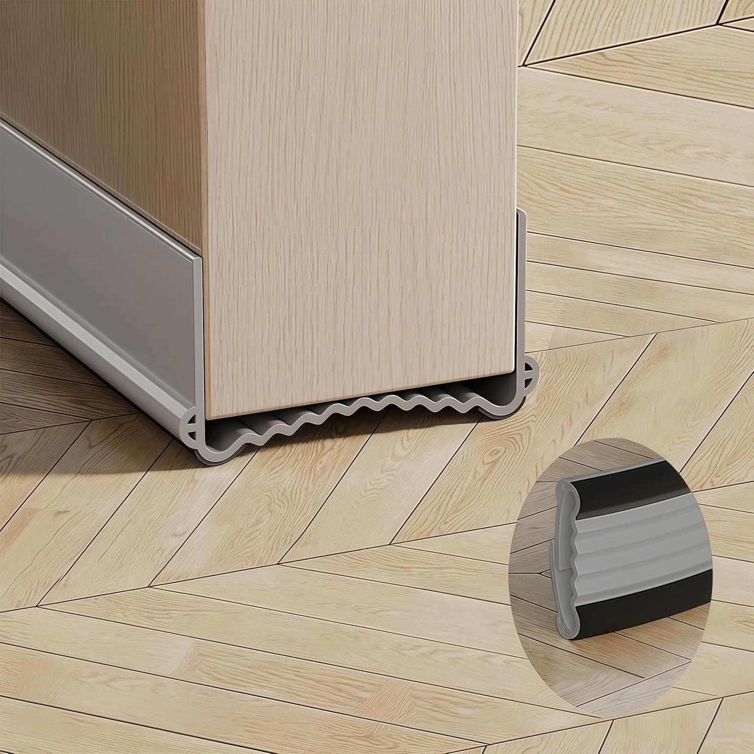 LAYOMI New Upgrade under Door Draft Stopper 39" - Double-Sided Mute Door Seam Seal Strip for Soundproofing and Noise Blocking (Black, for Door Thickness 3.5-5.5 Cm)