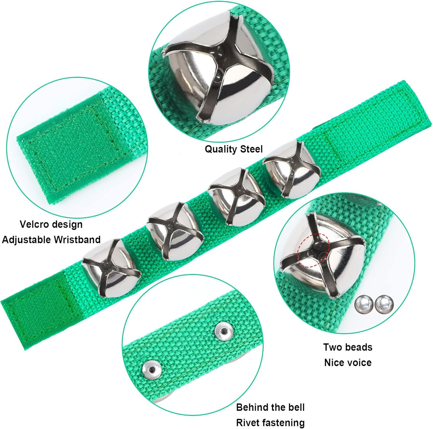 Augshy 24 Packs Shaker Musical Instruments for Kids, 12 Packs Egg Shaker and 12 Packs Wrist Hand Band Jingle Bells image number 3