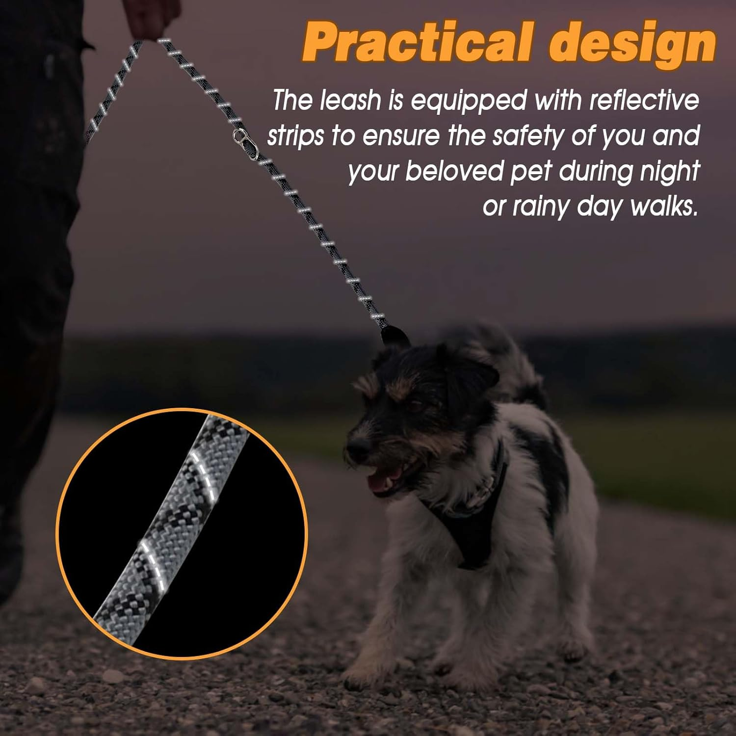 Dog Lead with 2 Carabiners, 2 Rings, Reflective, Adjustable Double Lead, 2.6 M Multifunctional Dog Lead for Large and Medium Dogs image number 3