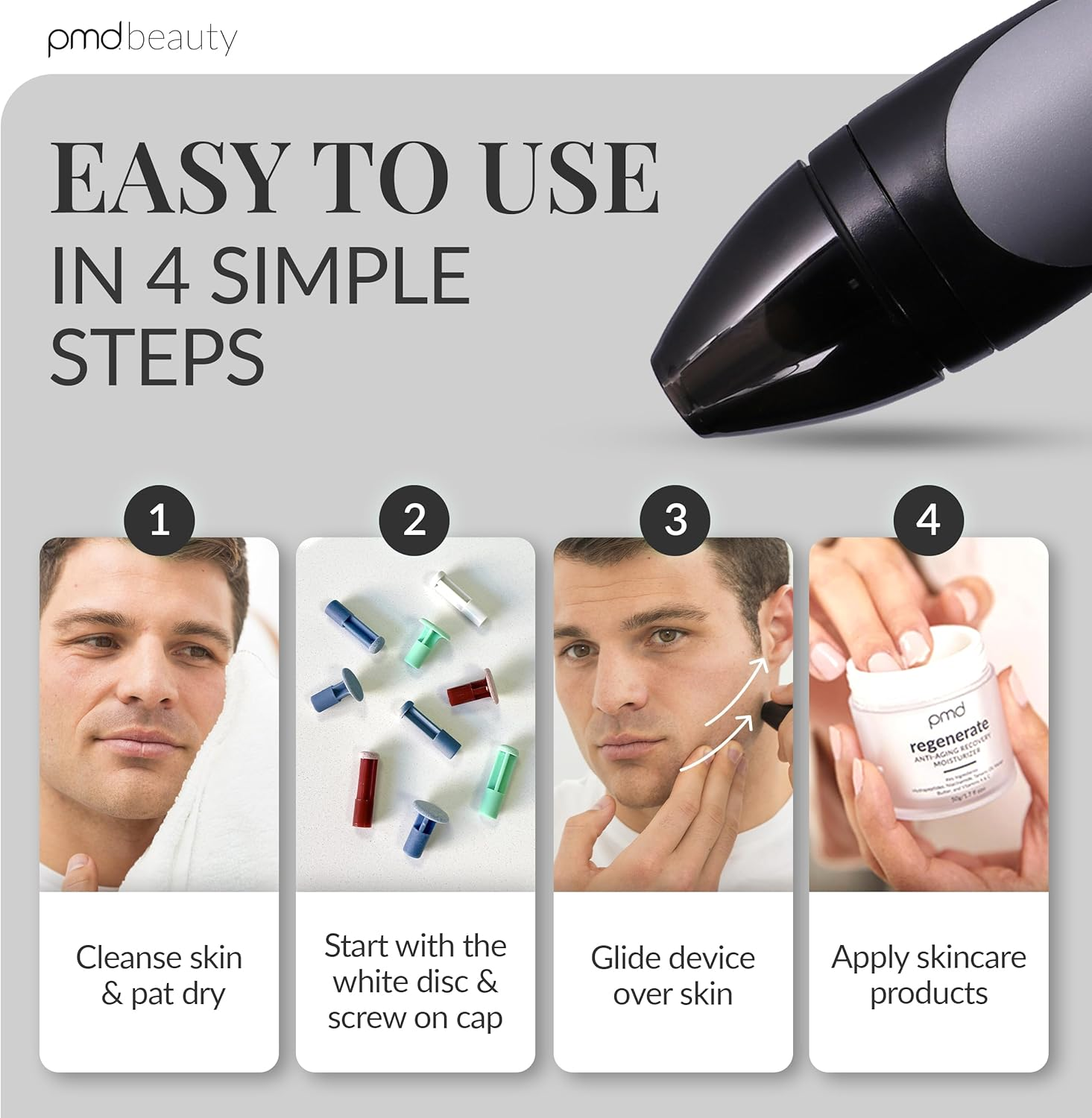 PMD Personal Microderm Man - At-Home Microdermabrasion Machine with Kit for Face & Body - Exfoliating Crystals and Vacuum Suction for Bold and Striking Skin image number 5