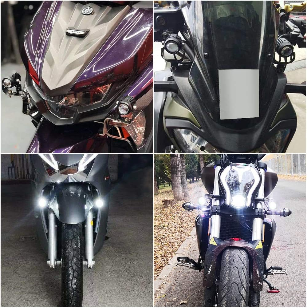 EXZEIT Led Driving Light for Motorcycle, High Low Beam Function 1.3'' Fog Lights Aux Light for Motorcycle E-Bike ATV UTV, 12/24V, 30W, 6000 Lumens 2 Pcs (White Light) - Amber Light image number 5