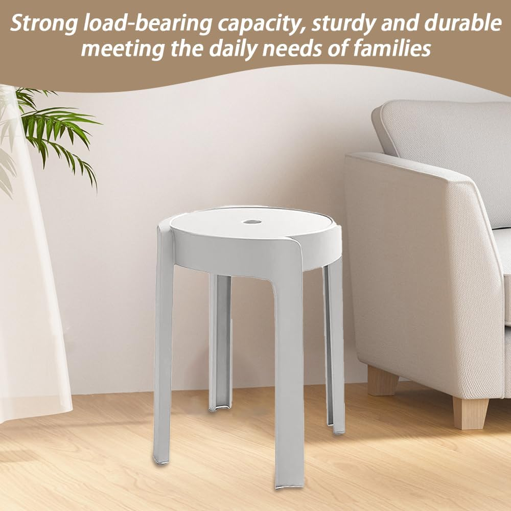 Set of 4 Plastic Stacking Stools, Whirl Design Modern Dining Chairsround Nesting Bar Stool with X-Shape Connection & Anti-Slip Foot Pads Home Kitchen Office,Dining Chair Support up to 150Kg (White) image number 6