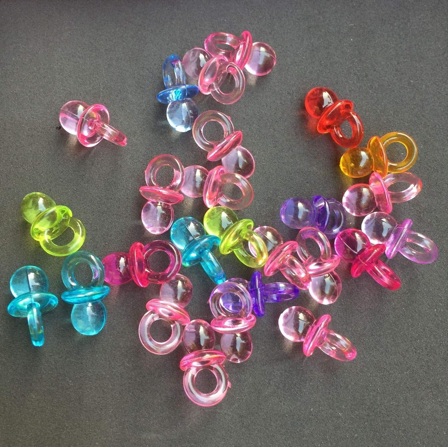 Mini Dummy Pacifier Soothers,100 Pack Acrylic Decorative Dummies Clear Table Scatter Confetti for Babyshower Baby Shower Christening Wedding Birthday Kids Party Muticolor image number 1