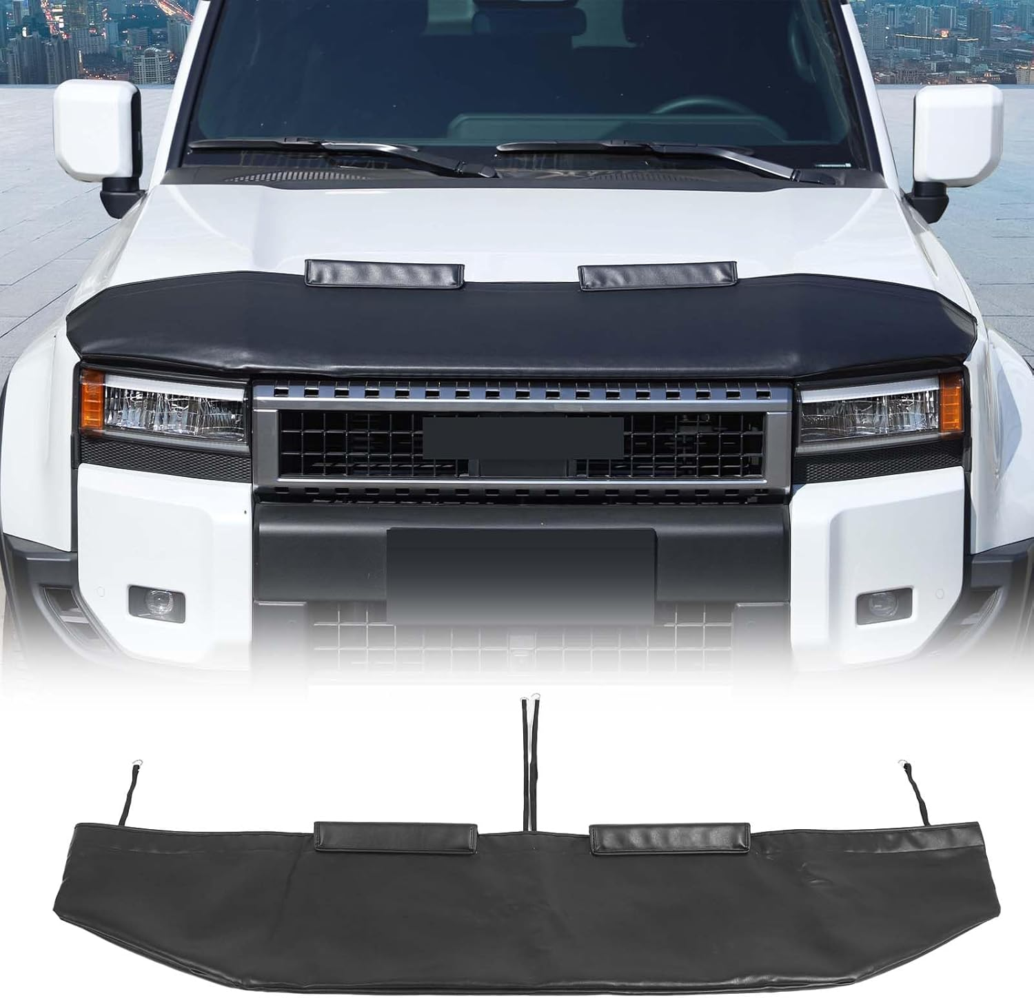 Yinaniutos Bonnet Protector Compatible with Toyota Land Cruiser Prado 250 2024-2025 Accessories | Leather Front Hood Bonnet Stone Guard Cover | 1PC Set