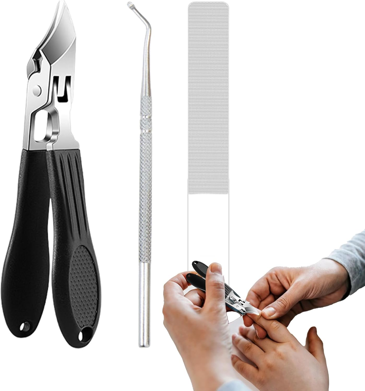 Angled Nail Clippers - Toenail Trimmer Stainless Steel - Portable Anti-Splash Fingernail Grooming Cutter for Men Women Seniors Home Travel Salon image number 3
