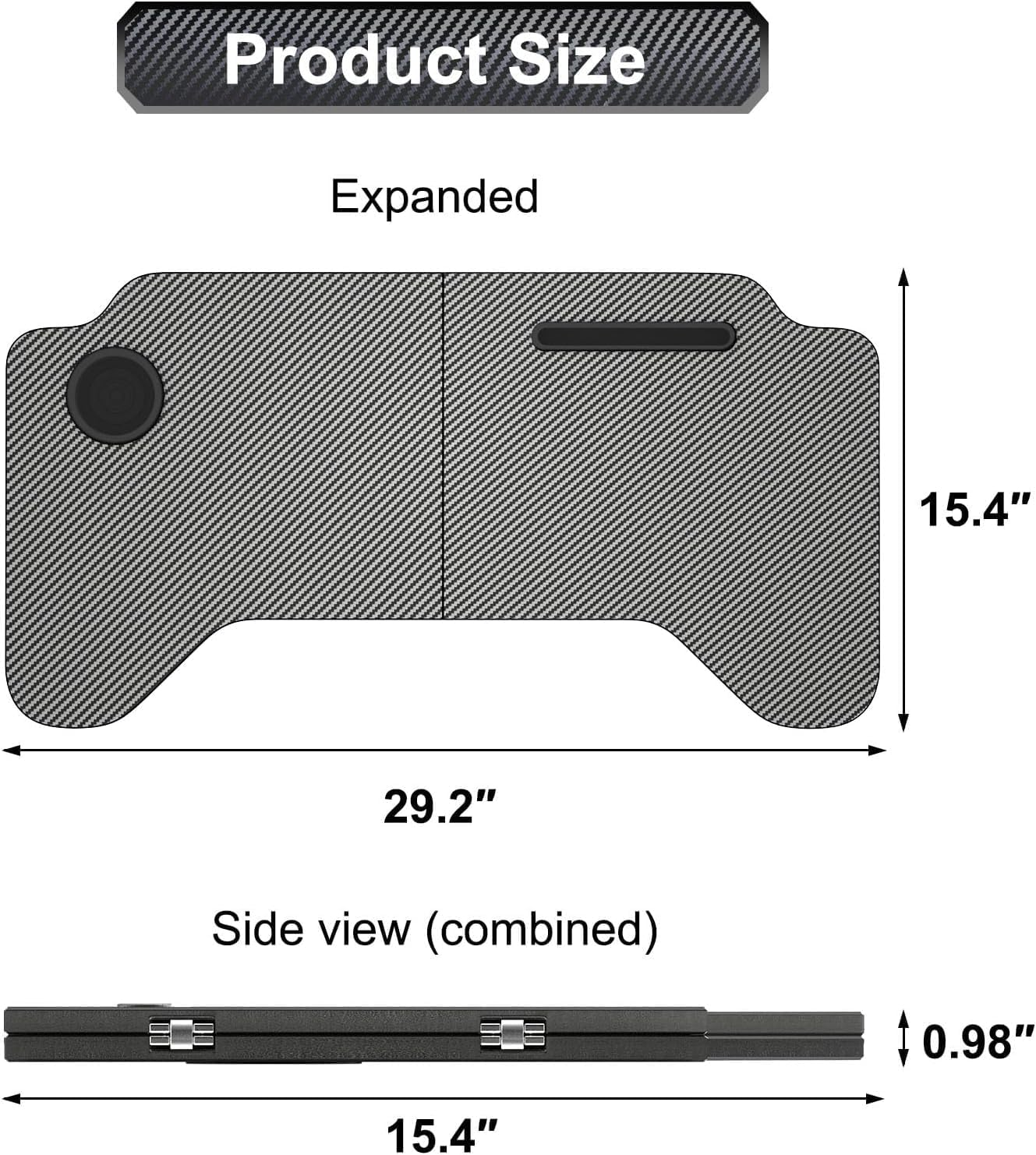 VINBY Car Desk for Model 3 Y, Carbon Fiber Tray Multipurpose Eat Lunch Food Tray Table for Working, Steering Wheel Eating Table, Car Laptop Desk, Car Travel Table image number 6