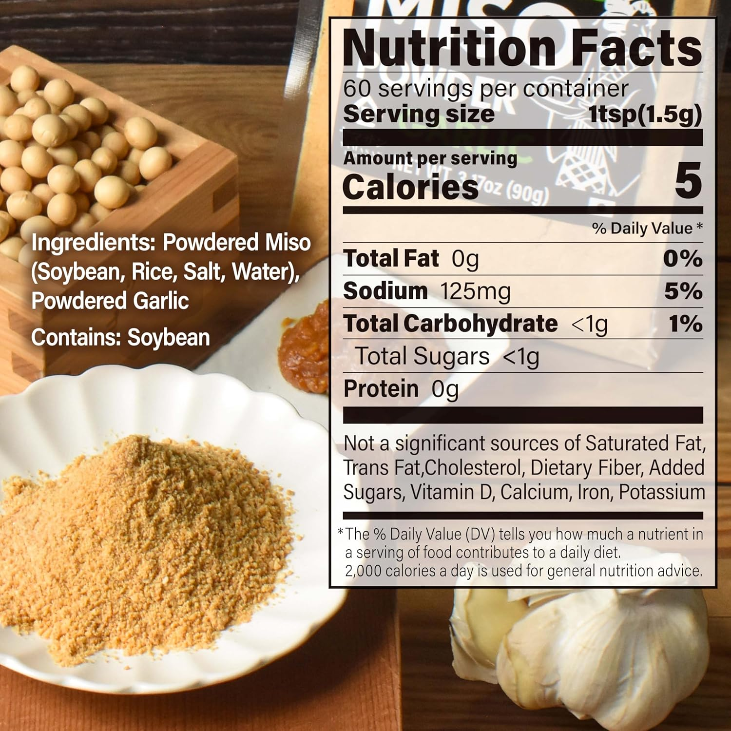 YAMASAN KYOTO UJI Japanese Dry Garlic Miso Seasoning, Freeze-Dried Miso Powder Mixed with Garlic Powder, Rich Umami, No Additives, Vegan, Delicious Choice for Various Foods, Made in Japan (90G）