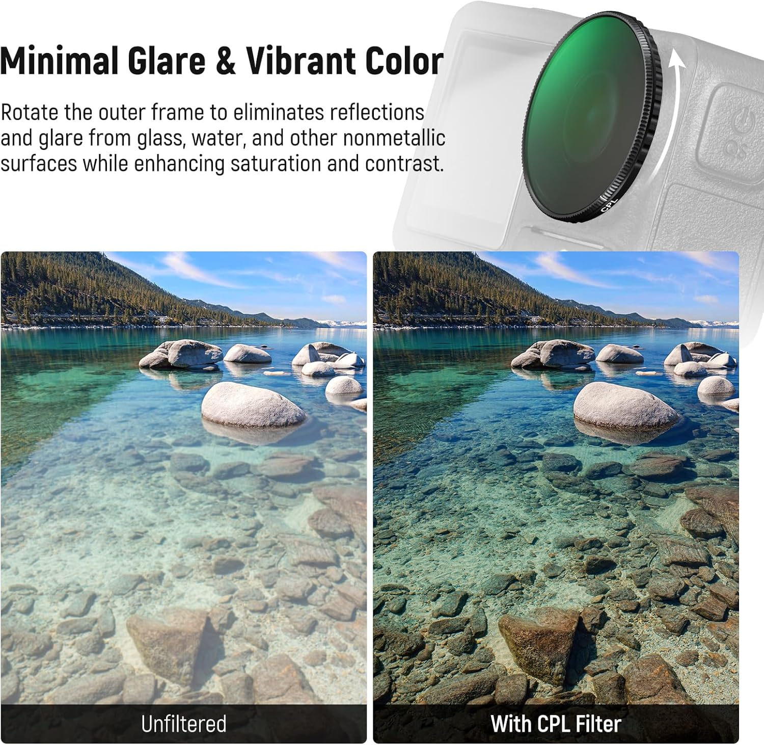 NEEWER ND Filter Kit Compatible with DJI Osmo Action 5 Pro/4, Variable ND8-32 (3-5 Stops) + CPL + Black Diffusion 1/4 Screw on Filter Multicoated HD Optical Glass Action Camera Accessories, FL-52