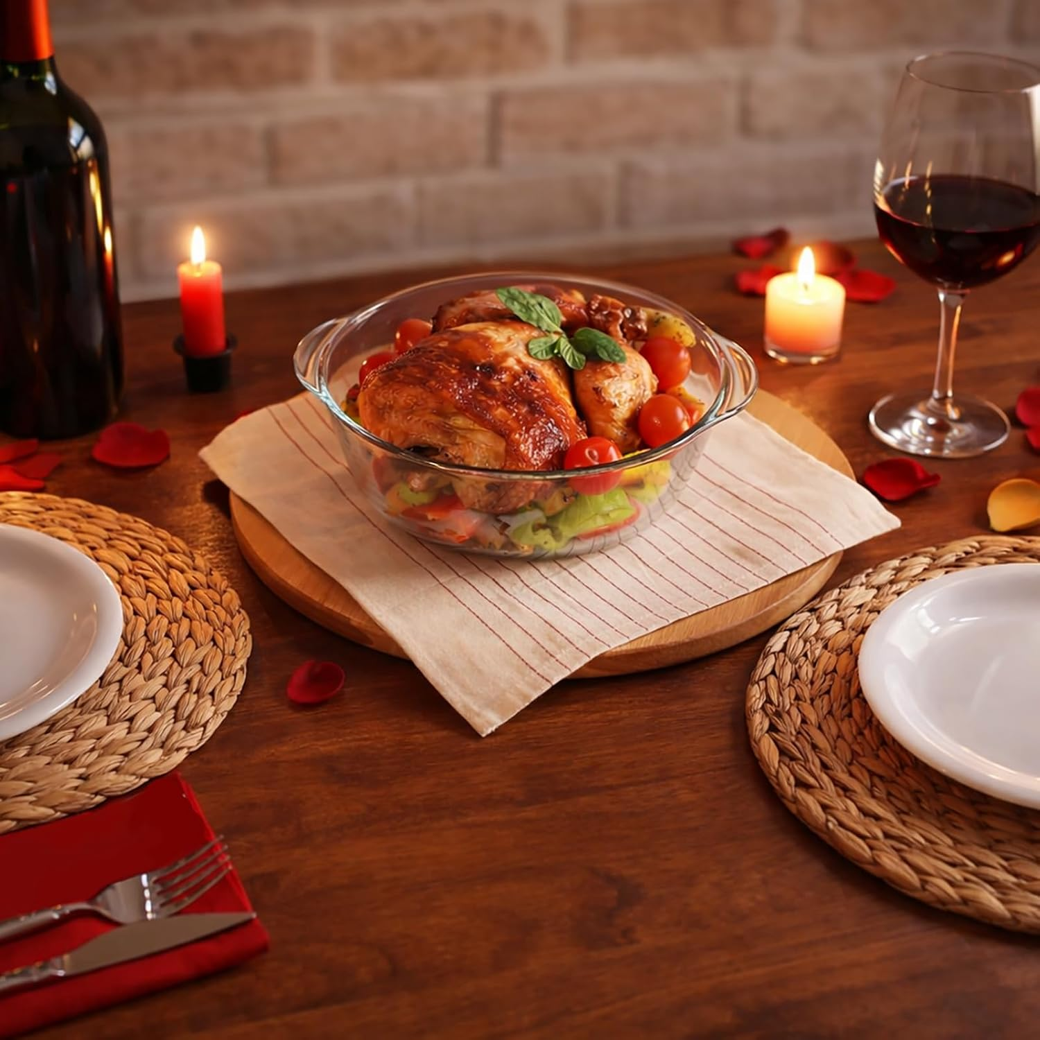 Ums 2.2 Quart Glass Baking Dishes for Oven, Food Storage Containers with Lids, Glass Storage Containers with Lids, Meal Prep Containers, Salad Container for Lunch, Casserole Dishes for Oven image number 2