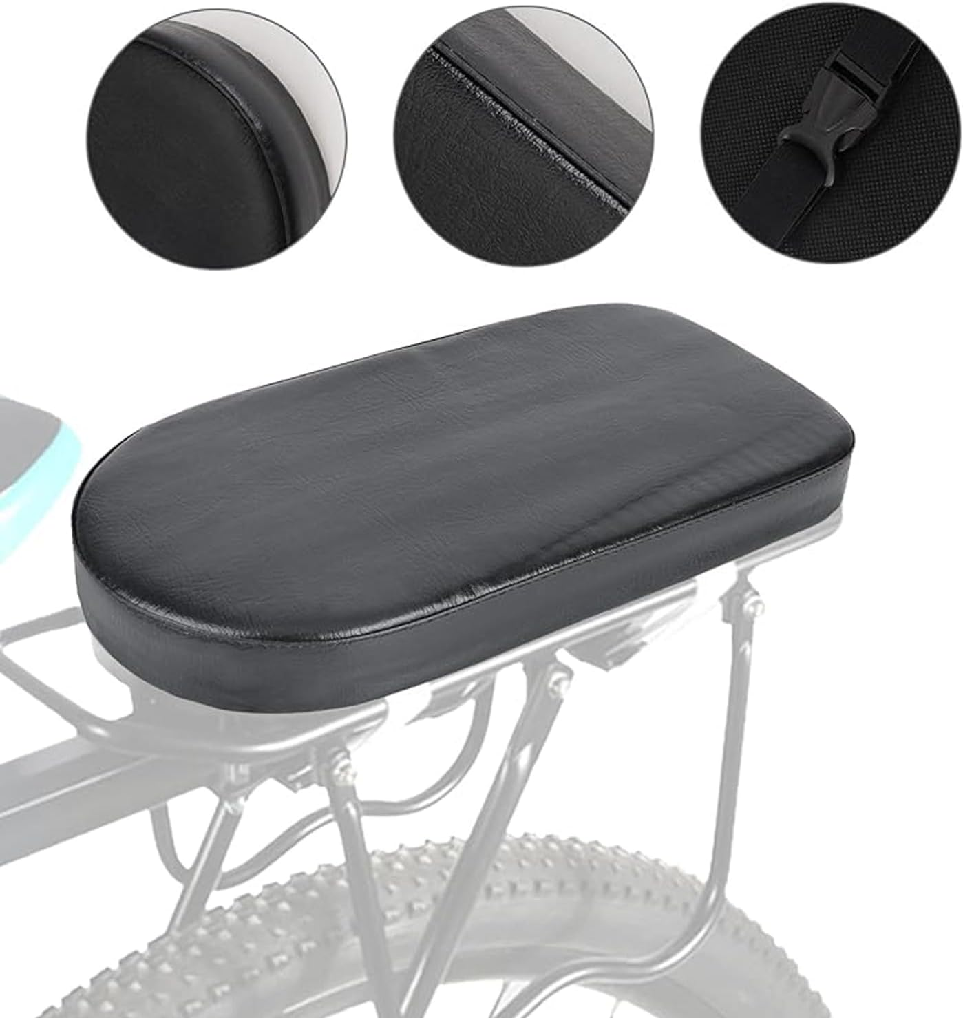 Comfortable Leather Bike Seat Cushion with Chain Guard: Padded Bicycle Saddle Replacement for Adults and Children - Universal Fit Back Seat Pad for Bicycles image number 1