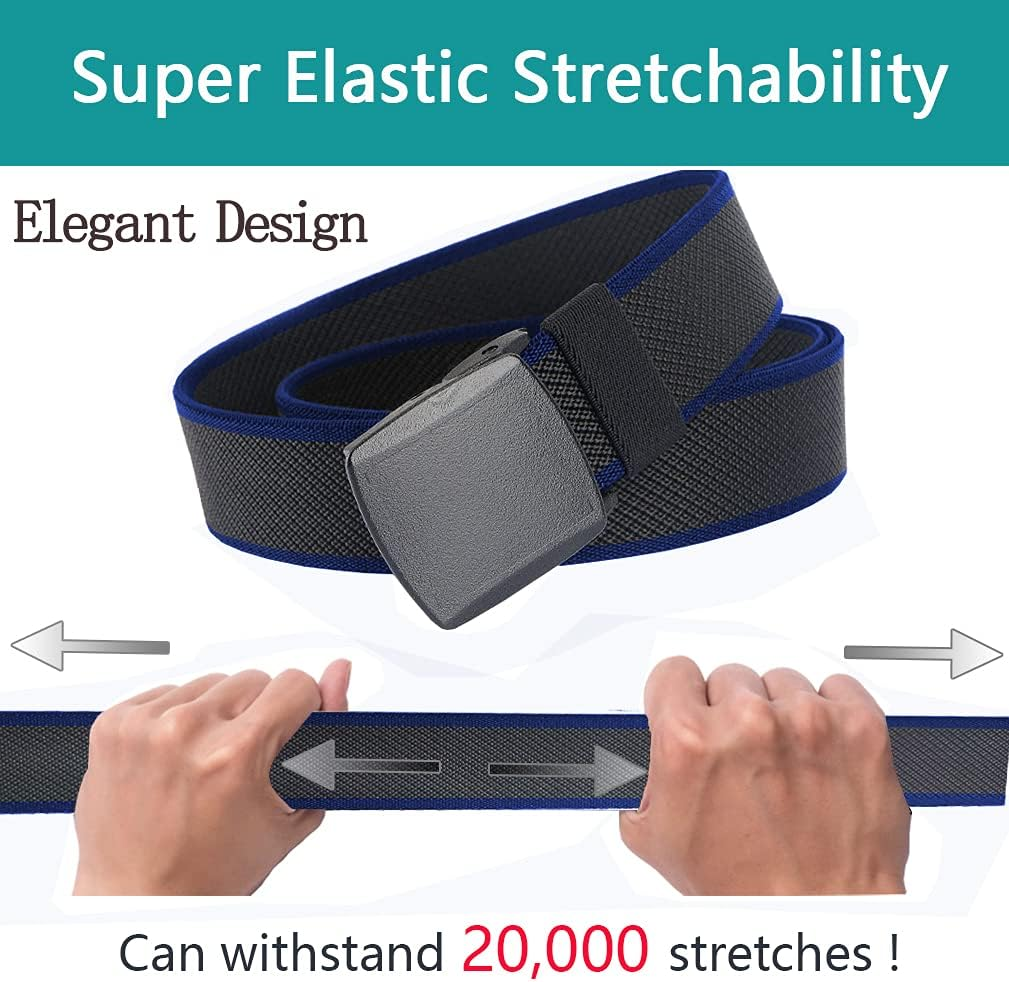 Lionvii Elastic Belts Men - Web Belt for Mens Durable Plastic Buckle for Work Travel - Adjustable Trim to Fit 28-45" Waist image number 3