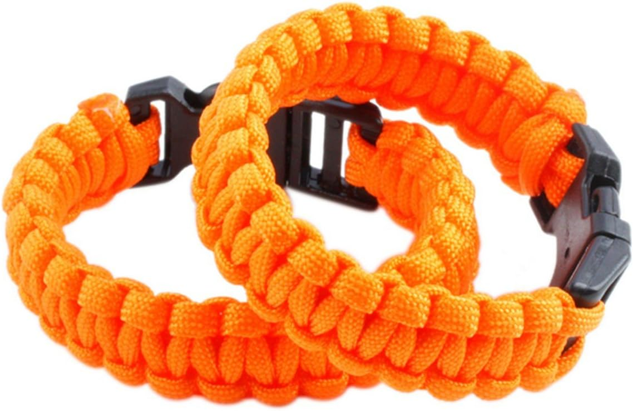 Nasogod Survival Paracord Bracelet Outdoor Wraps Emergency 350 Parachute Bracelet 9Inch Pack of 2, 9 Inch, Polyester image number 1