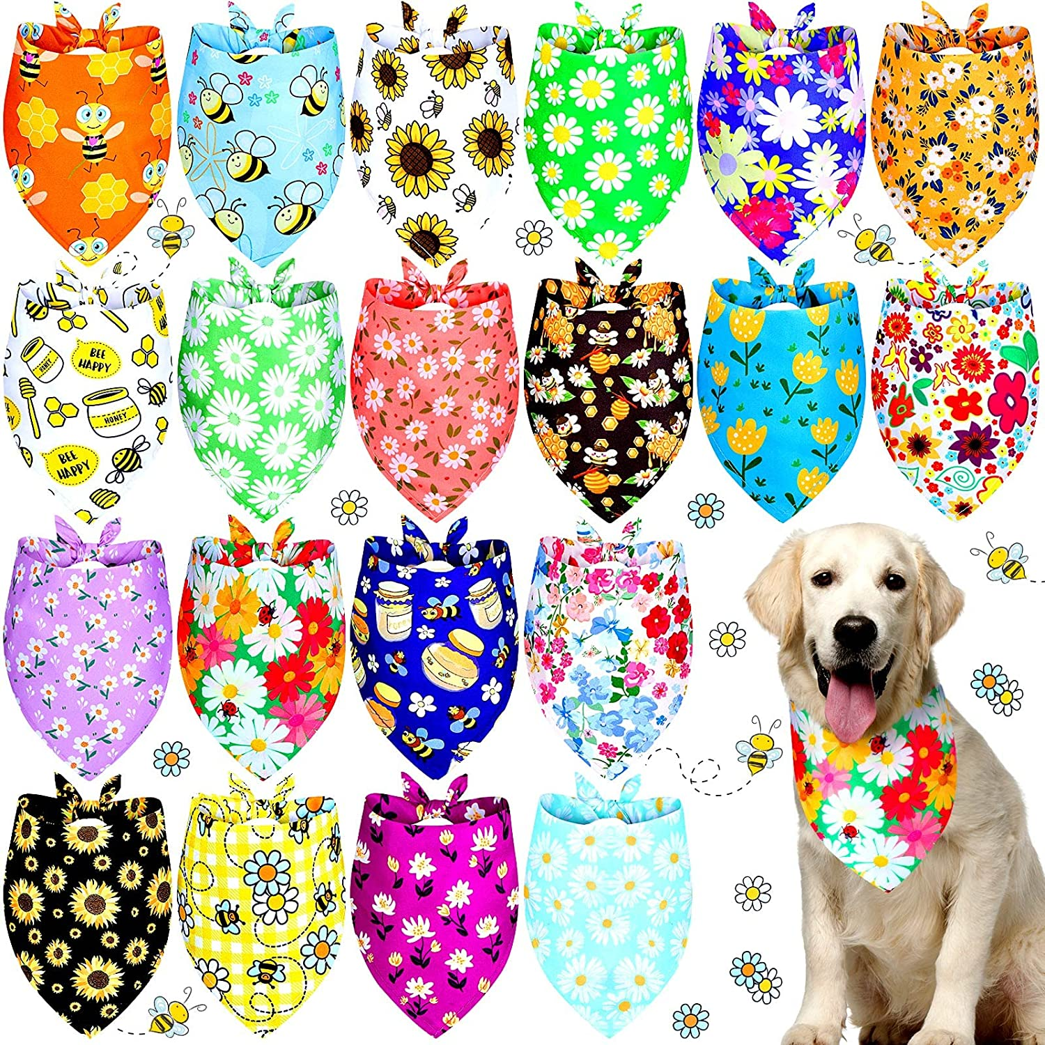 Weewooday 20 Pieces Christmas Dog Bandanas for Dogs Santa Claus Christmas Tree Triangle Pet Bib Adjustable Pet Bandana Soft Doggy Kerchief Accessories for Pet Costume Accessories Decor image number 2