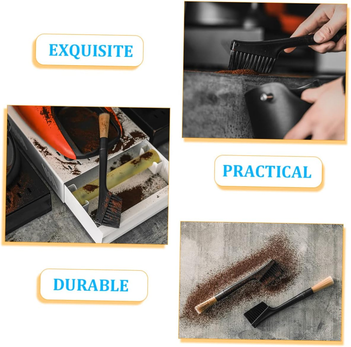 LABRIMP Double-Ended Cleaning Brush for Coffee Machine Espresso Cleaner Soft Bristles Long Handle Multi-Functional for Baking Sugar Tea Powder Keeps Equipment in Order image number 5