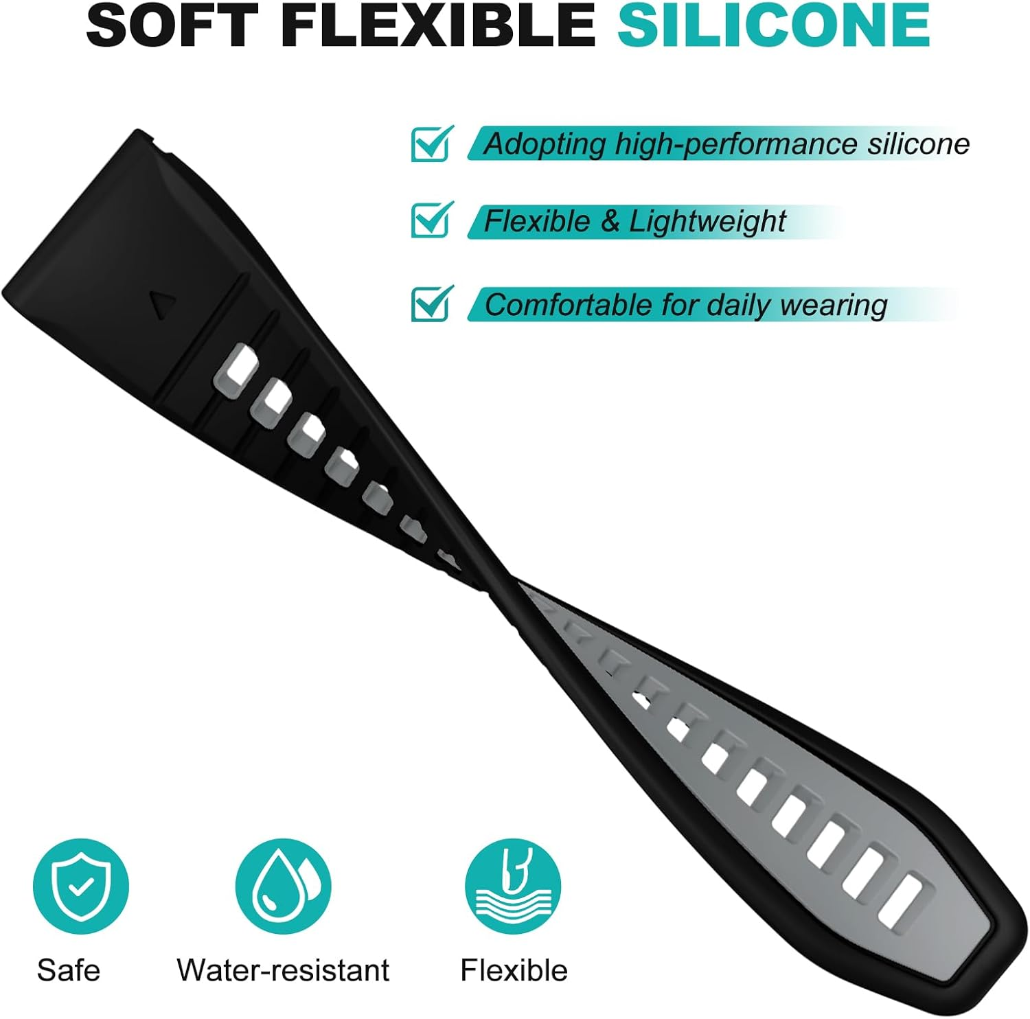 OVERSTEP Compatible with Fenix 7X Bands, 26Mm Width Soft Silicone Replacement Strap for Fenix 7X Pro/Fenix 6X/ Fenix 5X/ Fenix 3 Smartwatch - Black Red image number 2