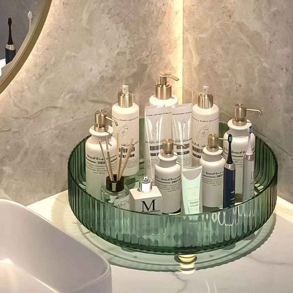 Hbluefat Lazy Susan Rotatable Modern round Tray,360&deg;Rotating Spice Storage Rack,10" Turntable Organizer,Cosmetic Makeup Vanity Tray for Storage Jewelry,Perfume&Kitchen Condiment (Green) image number 4