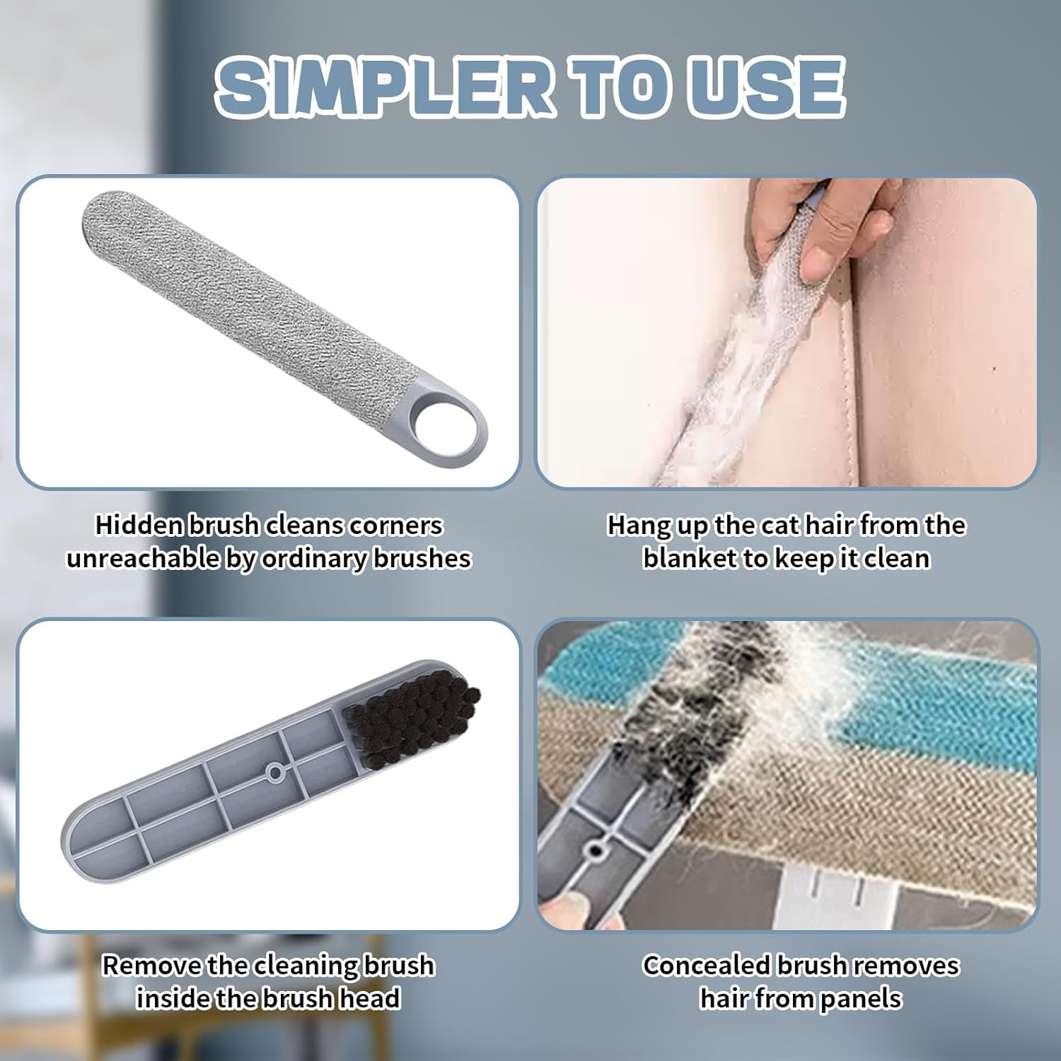 1 Set Pet Hair Remover Brush, Long Handle Hair Remover for Dog Hair and Cat Hair, Effective Pet Hair Remover for Furniture, Carpets and Car Seats, 18.5 Cm X 59 Cm image number 3