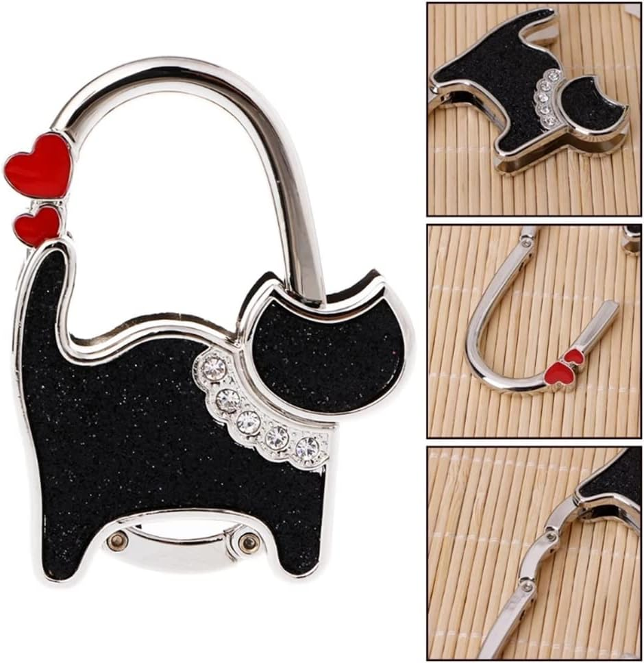 Handbag Hook, Foldable Cute Cat Pattern Portable Table Hook Handbag Hanger for Hanging Purse, Bag, Women Girls Gifts (Type 16) image number 3